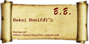 Beksi Bonifác névjegykártya